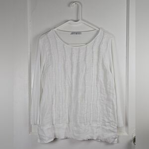 WHYCI White Linen Blend Top Size L